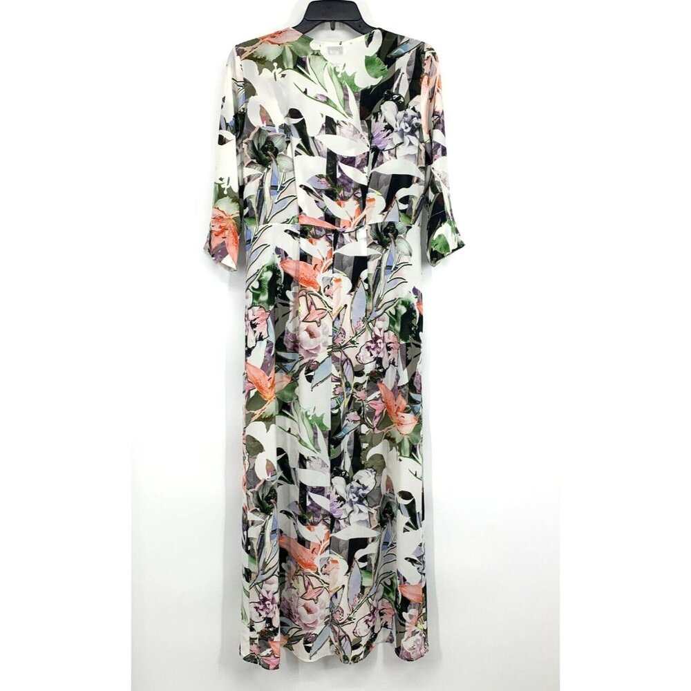 Johanne Beck Dress Floral Print V Neck Button Down Hi Lo Maxi - Picture 9 of 13